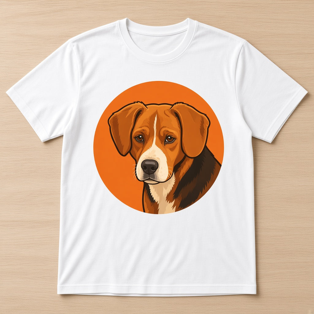 Custom pet portrait t-shirt made from a customer's dog photo