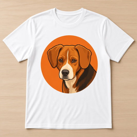 Custom pet portrait t-shirt made from a customer's dog photo